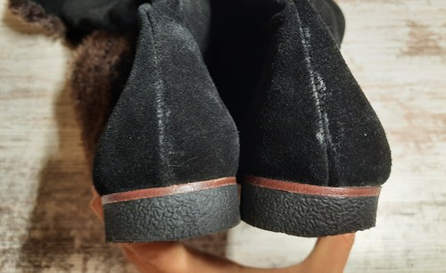 Sam Edelman Größe 7 Orlando Overknee-Stiefel schwarz Wildleder Kunstfell hohe flache Schuhe - Bild 10 von 12