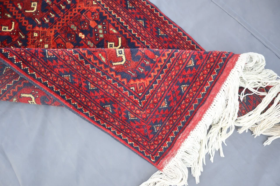 Alfombra de corredor 2x5, alfombra de lana afgana hecha a mano, alfombra Bokhara de fina calidad, alfombra de entrada Foto 4 de 4