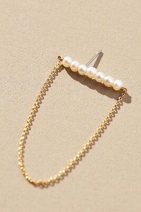 Authentic Anthropologie Pearl-Embellished Chain Crawler Earrings 14K gold-plated NWT