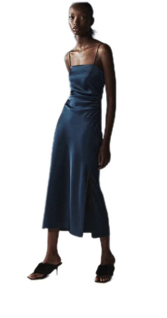 Zara blue cheap slip dress