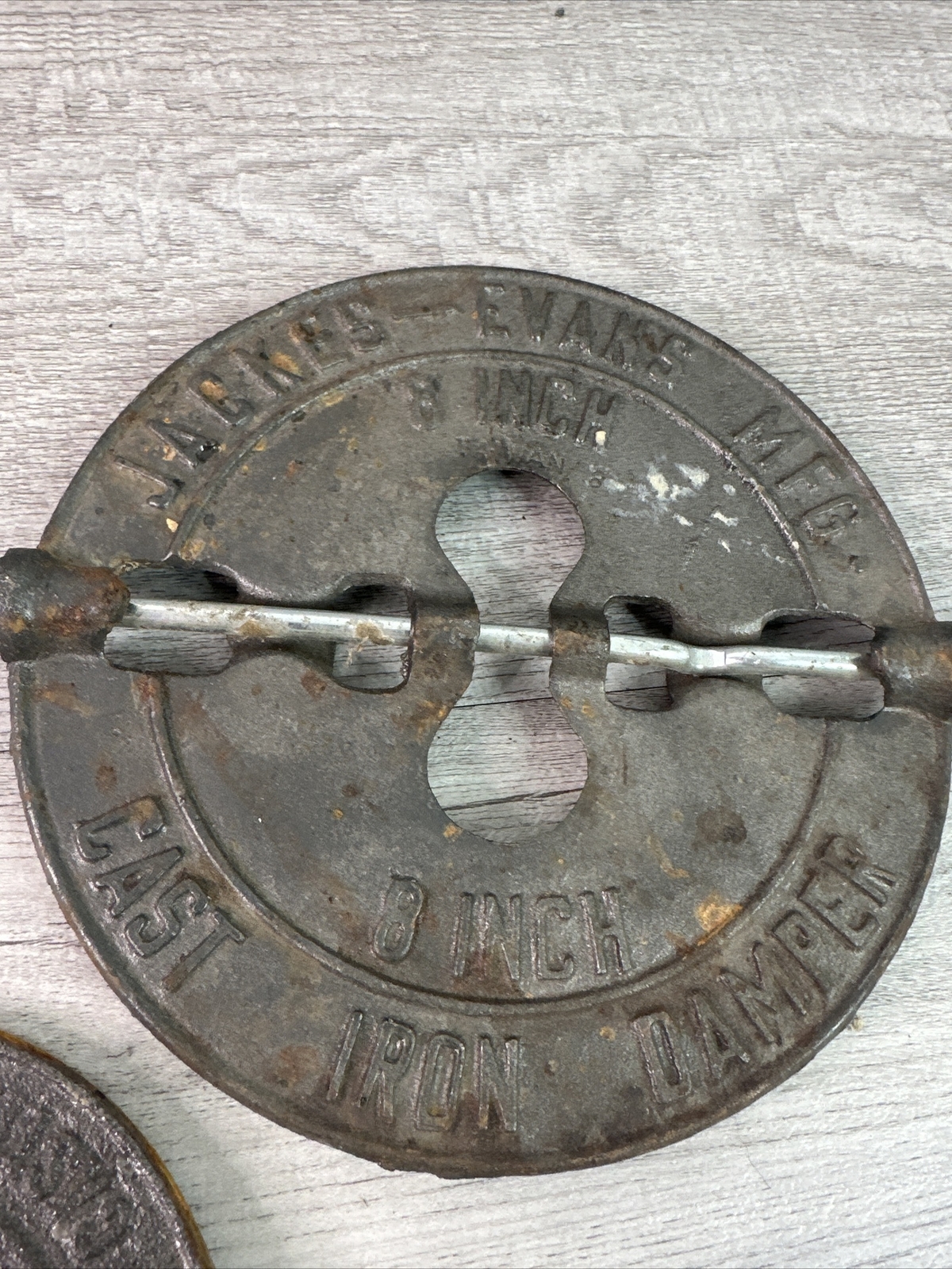 VTG Lot of (1) Jackes Evans 8" Cast Iron Stove Damper Flue & (1) Unbranded 6"