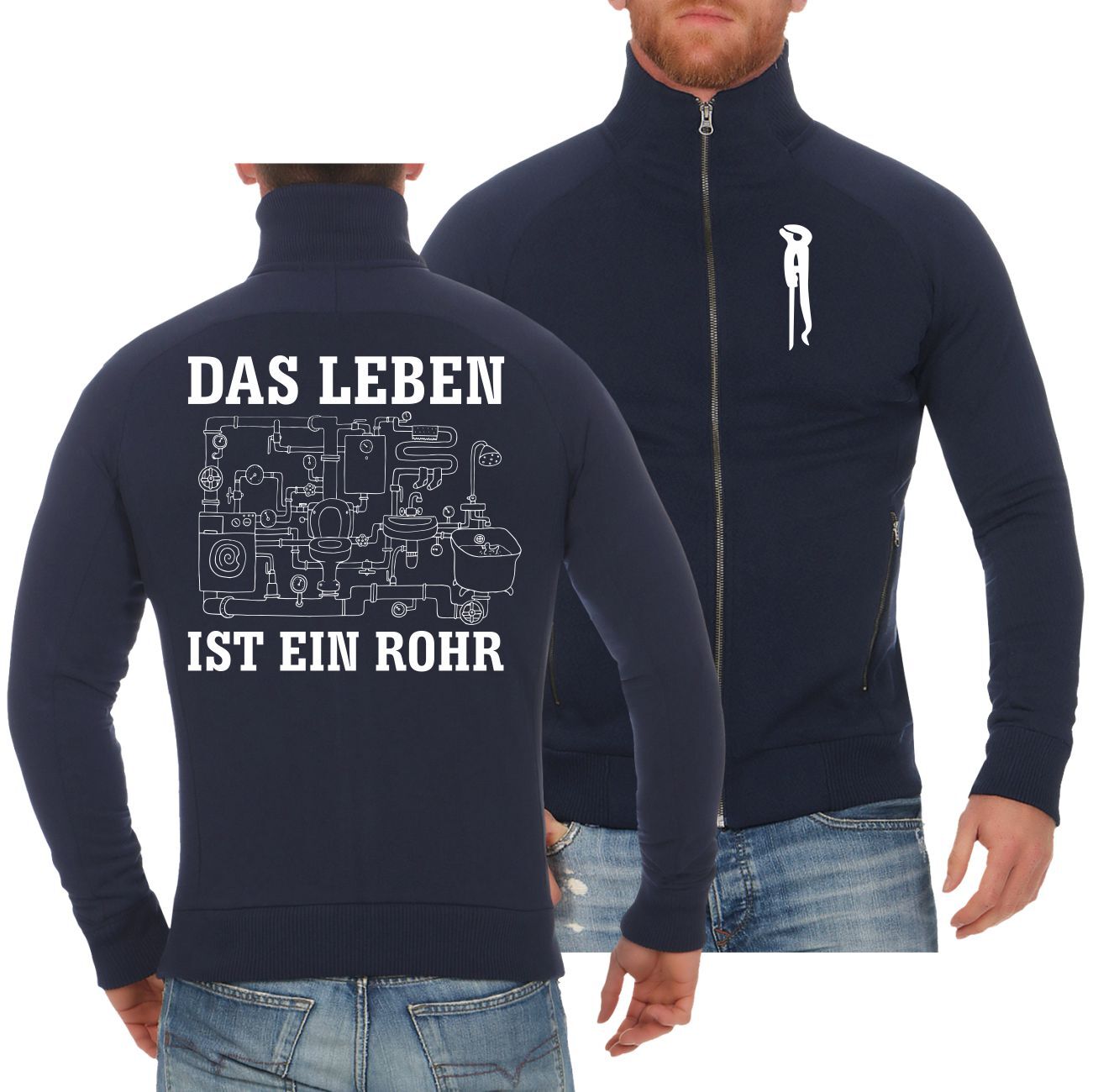 Herren Jacke Sweatjacke Installateur Klempner Sprüche Motiv Größe S bis