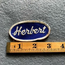 Vintage Herbert Name Patch Work Uniform Tag Shop Worker 1960s 1970s