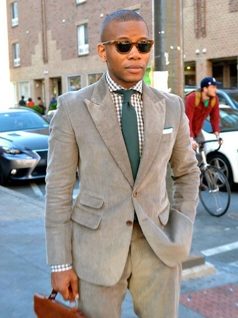 Gray Men s Corduroy Suit Formal Business Lersure Prom Party Tuxedos Suit Custom