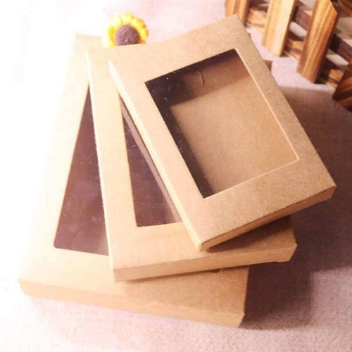50PCS Kraft Paper Gift Boxes with PVC Window White Black Bakery Packaging Carton - Picture 5 of 20