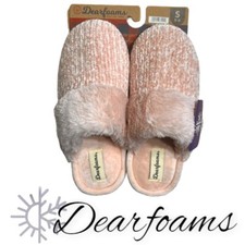 New Women  s Dearfoams Memory Foam Feels Like Home Dusty Pink Slippers S 5-6