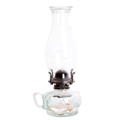 Rayo Chamber Oil Lamp, Portable with Finger Hold, Glass Font and Chimney, 12 in