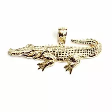 14k Yellow Gold Over  Alligator crocodile gift fine jewelryCharm Pendant