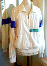 Vintage 80s Descent Warm Up Tracksuit Windbreaker2 Piece Jacket Pants Sz L White