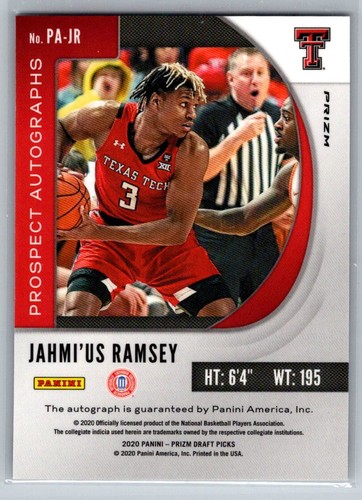 2020 Panini Prizm Draft #PA-JR Jahmi'Us Ramsey Hyper Prizm Prospect Auto RC (B) - Picture 2 of 2
