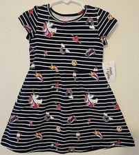 Size: 3T Toddler Girls Navy/White Striped Dress With Pockets