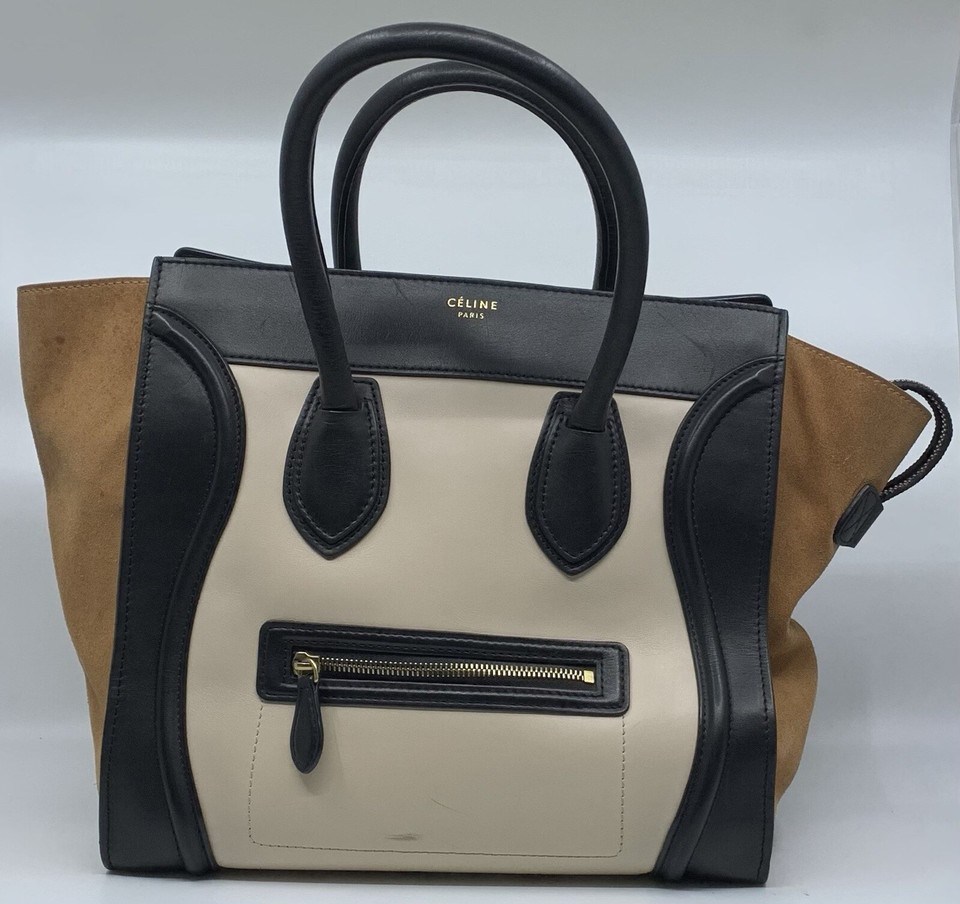 CELINE Mini Luggage Leather/Suede Tote Handbag