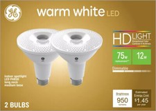 2 bulbs GE 48445 LED PAR30 long neck, Indoor Spotlight, warm white HD, 75