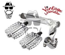 Vtg Twisted 22.2 Stem & Round Triple Square Twisted 1/2 Pedals Chrome