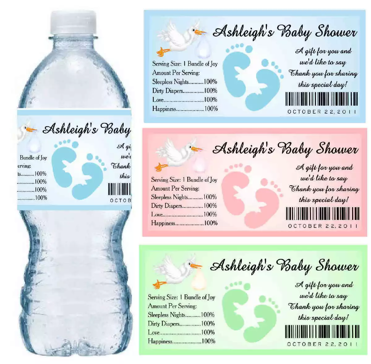 packaged drinking water bottle labels