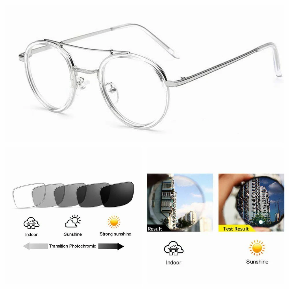 Newsight Men's Bifocal Half Rim Transition Photochromic Flexible Memory Titanium Reading Glasses Gunmetal 3 00