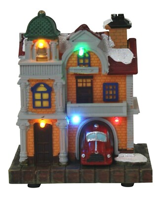 Beleuchteter Weihnachtsschmuck Miniatur Polizeistation Mini festliche Weihnachtsszene 12 cm