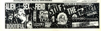 5/12/87PT18 Single & Cancelled Tour Advert 3X11 Alien Sex Fiend. Stuff The Turk