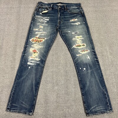 Ralph Lauren パッチワークデニム　メンズ　34／30 Ralph Lauren パッチワークデニム メンズ 34／30