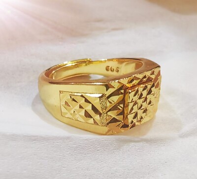 Men's square ring solid color 10k gold  all sizes