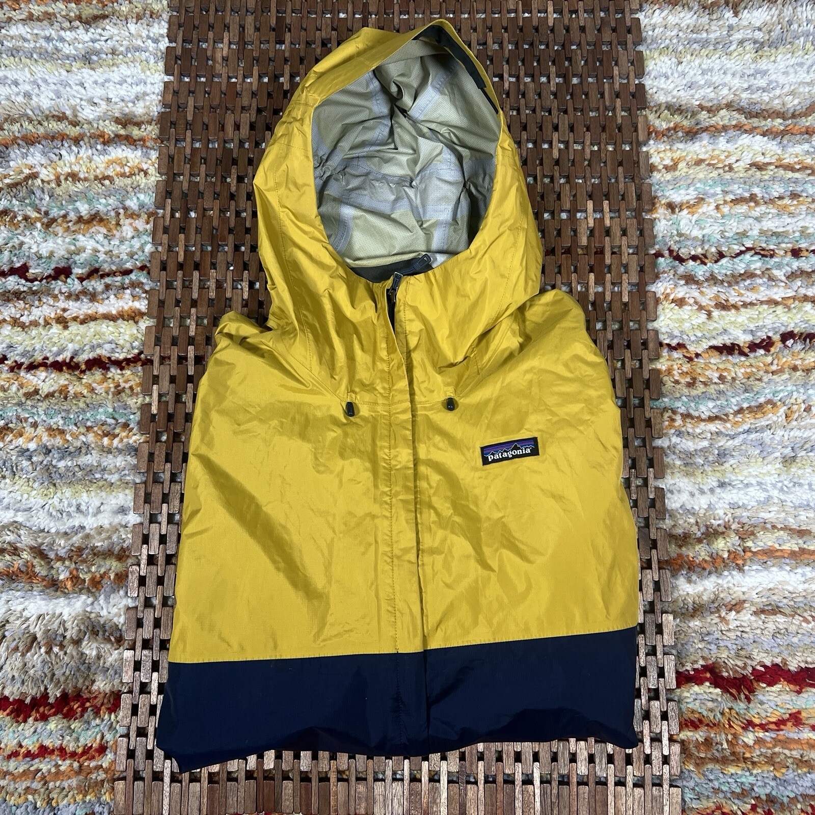 Patagonia Torrentshell H2No Anorak Rain Shell Jacket Coat Blue Yellow Large L