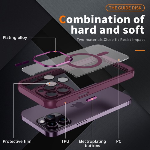 For iPhone 15 Pro Max Magnetic Clear Case with Lens Protector MagSafe Compatible - Zdjęcie 2 z 61
