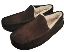 UGG Men's Ascot Slippers 1101110 Shoes Sheepskin Suede Espresso Brown Size 7 US