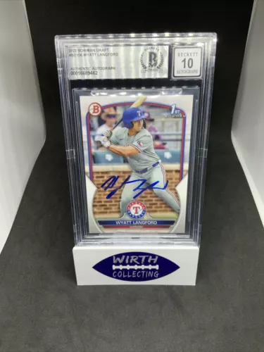 Wyatt Langford 2023 Bowman Draft 1st Bowman Beckett Authenticated Auto 10