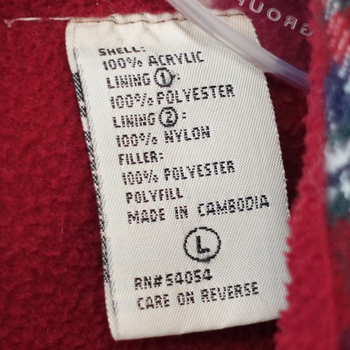 Bugle Boy Original Cranberry Navy Plaid Quilted Fleece Quilted Work Jacket L Vtg - Picture 6 of 14