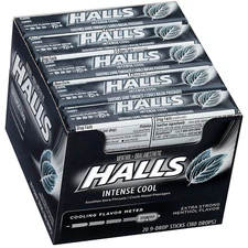 HALLS Extra Strong Menthol Throat Drops - 180 Drops, Cough Relief, 20 Packs