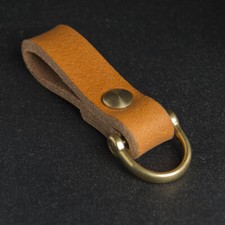 Leather Key Fob Belt Loop Key Holder Brass Sh...