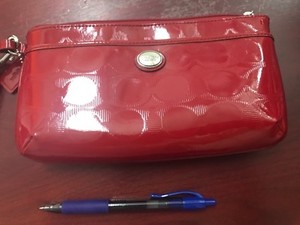 red wristlet bag