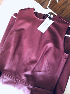 iris & ink leather dress RRP260 IRIS & INK Leather Sheath Dress Size UK4/ US:2/XS Made in Italy,Nwt