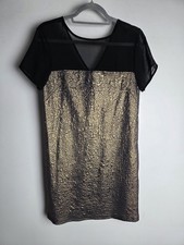 Miss Selfridge Metallic Dress Size 8 Black and Gold