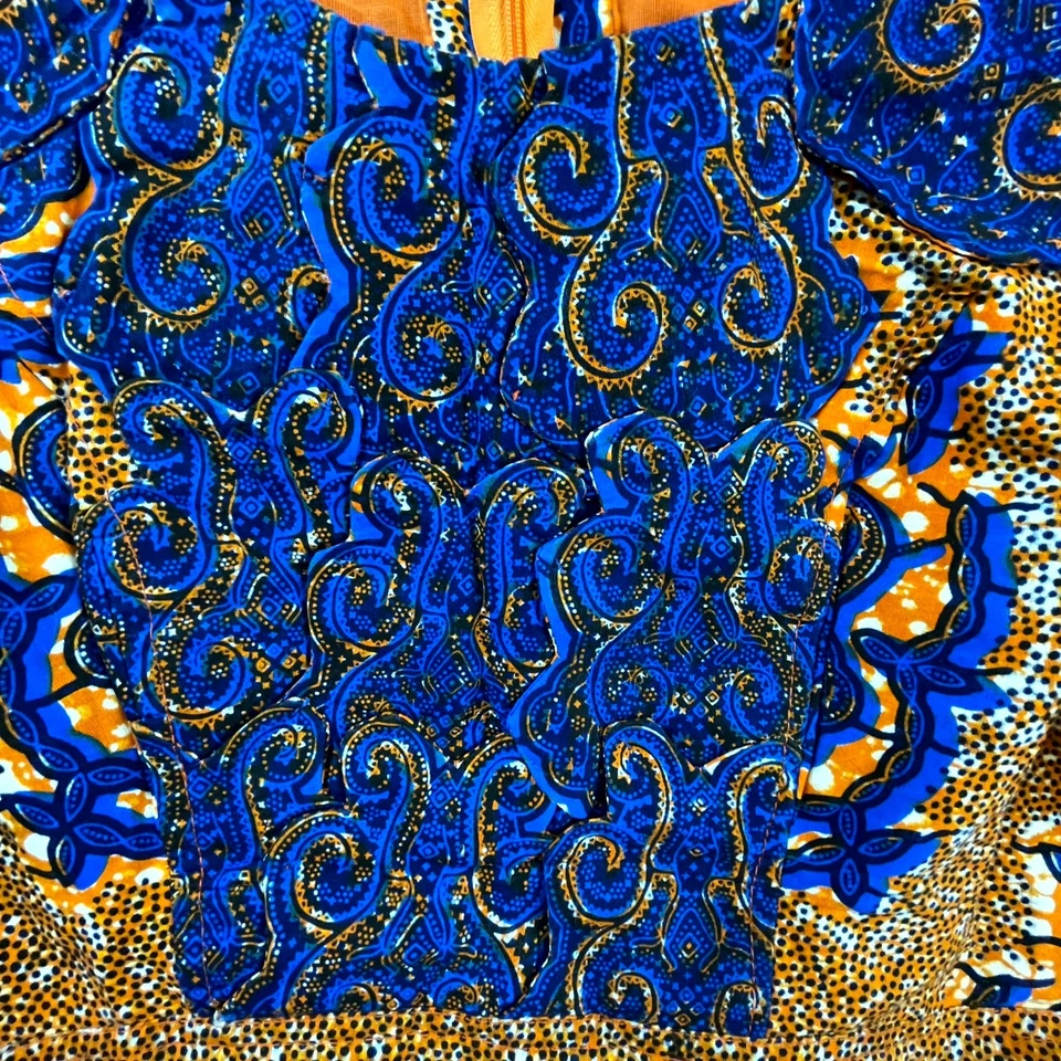Vintage Koncepts Top Womens Medium Blue Orange Maximalist Peplum Bright Vibrant - Image 4 of 4