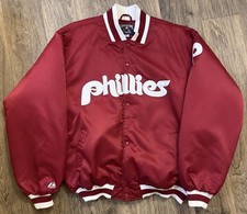 Vintage Majestic Cooperstown Philadelphia Phillies Satin Snap Jacket Mens 3XL