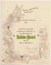 Disney ROBIN HOOD Promotional Print Honorary ...