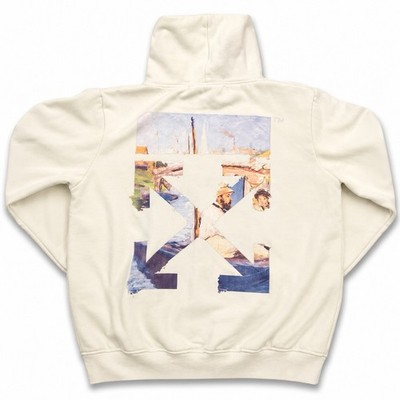 Off-white Brand Hoodie  Cream Arrows With Monet-like Artwork In Arrows Large