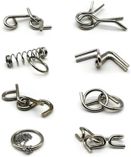 8 Sets Metal Brain Puzzles Primary Teasers for Adults Kids, IQ Test... 