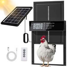 Solar Chicken Coop Door, Automatic Chicken Door Solar Powered  USB Charging,...