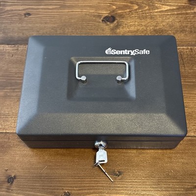 SentrySafe Lock Box 10'' x 7'' Black with 2 Keys And Tray