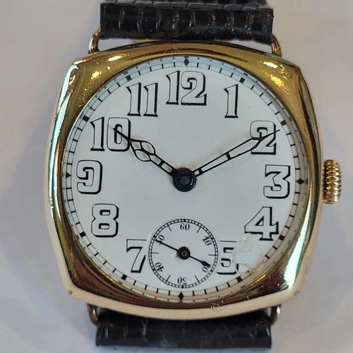 H51 BEAUTIFUL 1934 ROLEX EARLY MENS WRISTWATCH RGP WIRE LUG PORCELAIN RUNS A+!