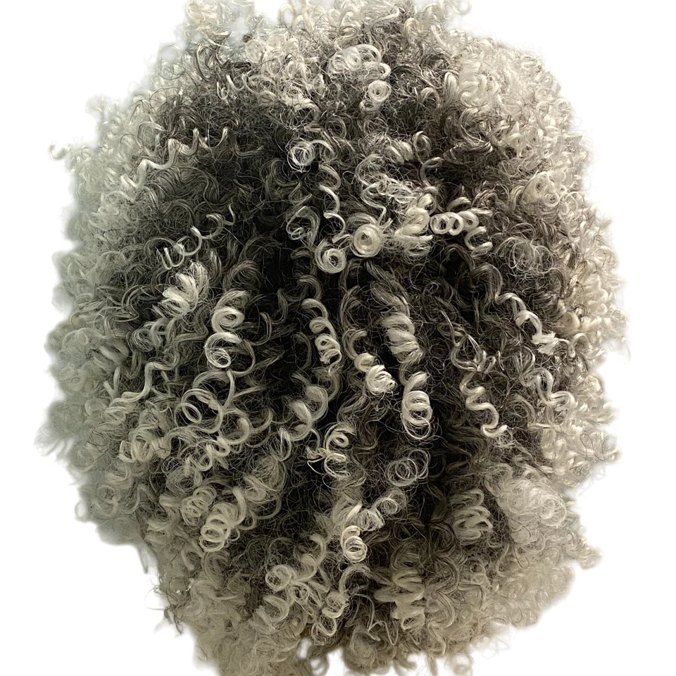 Peluca afro rizos espirales mezcla cabello humano negro plata blanco tamaño AVG NUEVA CON ETIQUETAS Foto 3 de 4