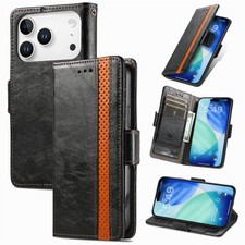 Business Flip Card Slots Stand Leather Wallet Case For iPhone 17 Pro Max/Air/16e