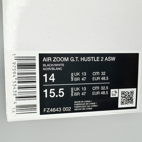 Nike Air Zoom GT Hustle 2 ASW Black Basketball Shoes Men's 14 FZ4643-002 NO LID - Picture 8 of 9