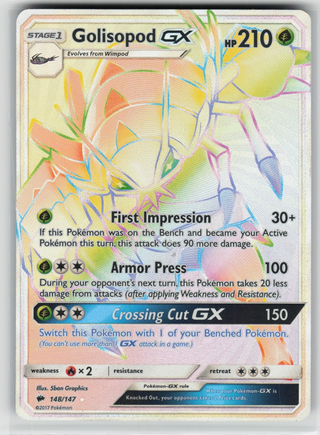 Golisopod GX (Secret) Secret Rare SM - Burning Shadows 148/147 NM