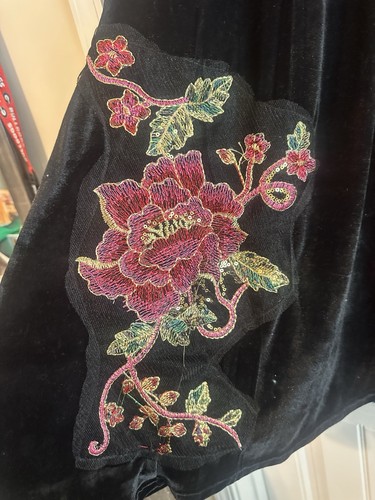 Black Velvet Sequin Embroidered Peacock A-Line Swing Jacket Size 5X - Picture 3 of 7