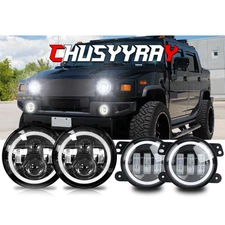 DOT Approved 7'' LED Headlight 4" Fog Lamp Combo Kit For Jeep Wrangler 1997-2017