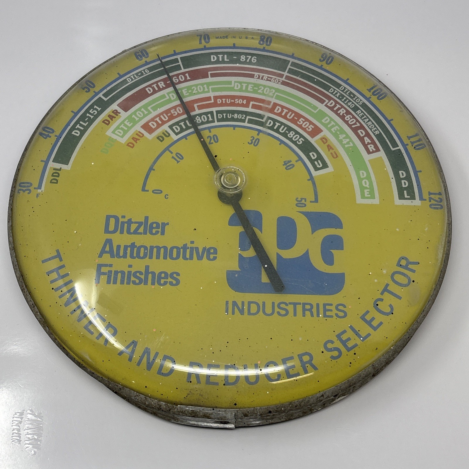 PPG Ditzler Automotive Paint Thinner/Reducer Selector 12" Jumbo Dial Thermometer