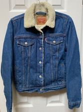 Levi's Original Sherpa Trucker Jacket in Blue Denim Wash- Size S Women